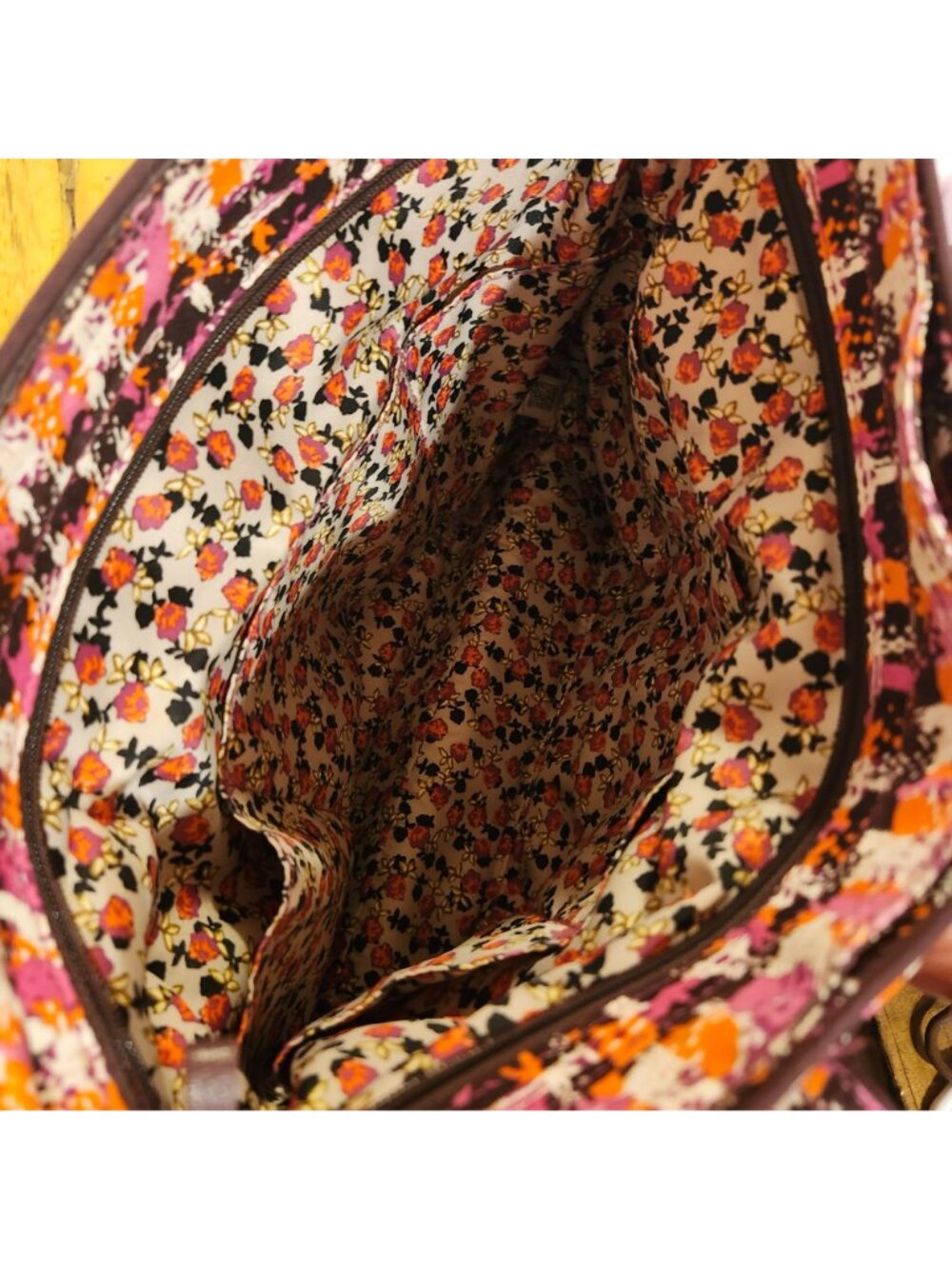 Vera Bradley Classic Tote Bag Houndstooth Tweeds Pink Orange Brown Quilted Retir - Picture 7 of 8